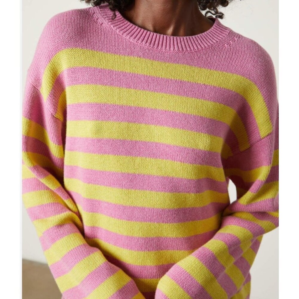 Velvet by Graham & Spencer Pink and Yellow Striped Sweater